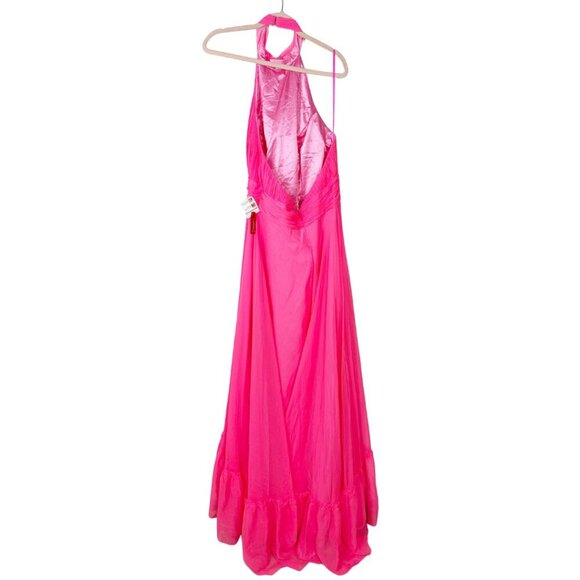 Mac Duggal High Neck Tiered Chiffon Halter Gown Pink 12 #9837 - Picture 5 of 8